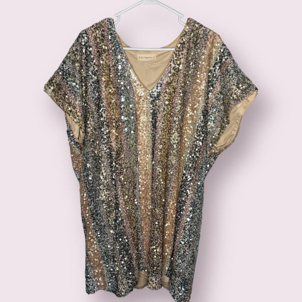 BY TOGETHER | sequin v neck dress | NEW YEARS EVE DRESS